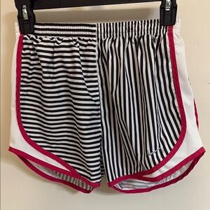 Nike Black and White Athletic Shorts with Bold Stripes